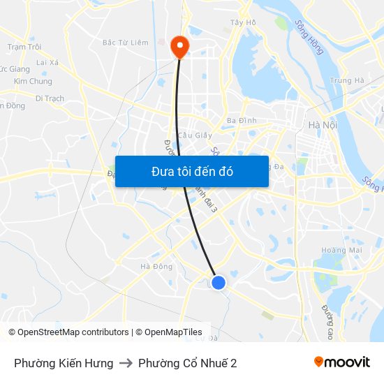 Phường Kiến Hưng to Phường Cổ Nhuế 2 map