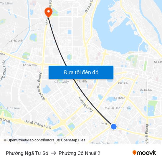 Phường Ngã Tư Sở to Phường Cổ Nhuế 2 map