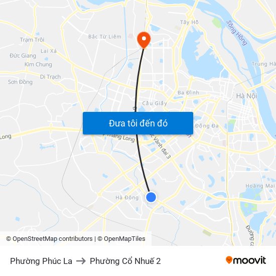 Phường Phúc La to Phường Cổ Nhuế 2 map