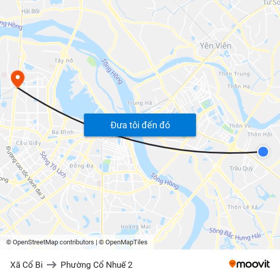 Xã Cổ Bi to Phường Cổ Nhuế 2 map