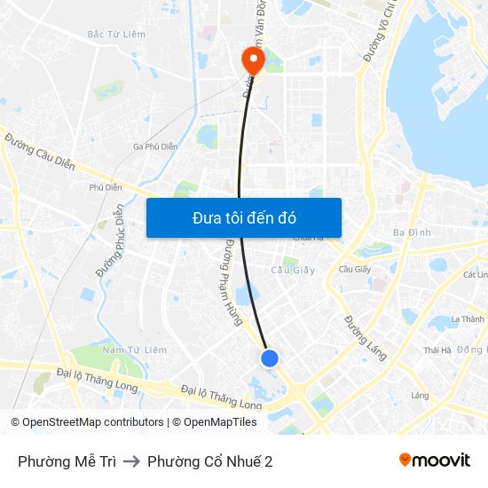 Phường Mễ Trì to Phường Cổ Nhuế 2 map