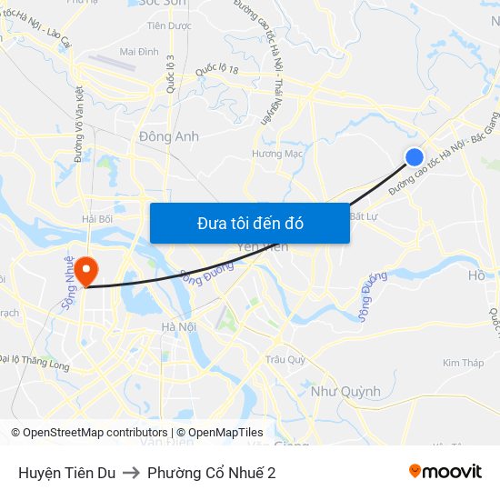 Huyện Tiên Du to Phường Cổ Nhuế 2 map