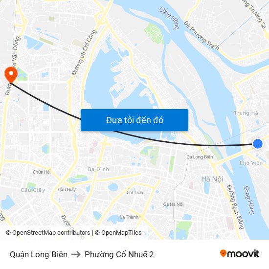 Quận Long Biên to Phường Cổ Nhuế 2 map