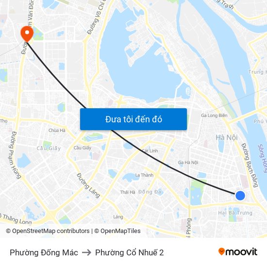 Phường Đống Mác to Phường Cổ Nhuế 2 map