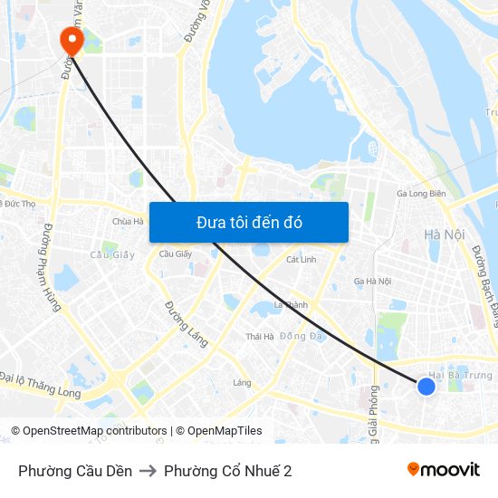 Phường Cầu Dền to Phường Cổ Nhuế 2 map