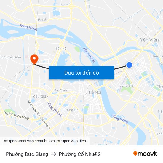 Phường Đức Giang to Phường Cổ Nhuế 2 map