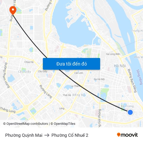 Phường Quỳnh Mai to Phường Cổ Nhuế 2 map