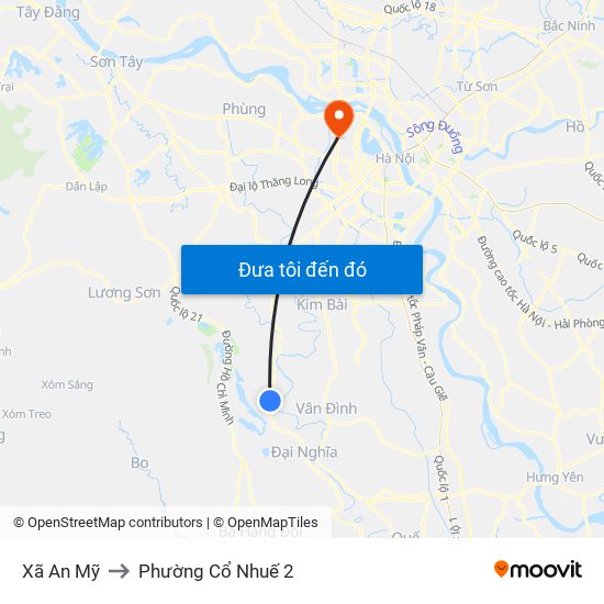 Xã An Mỹ to Phường Cổ Nhuế 2 map