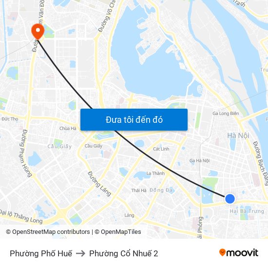 Phường Phố Huế to Phường Cổ Nhuế 2 map