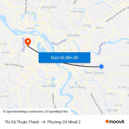 Thị Xã Thuận Thành to Phường Cổ Nhuế 2 map