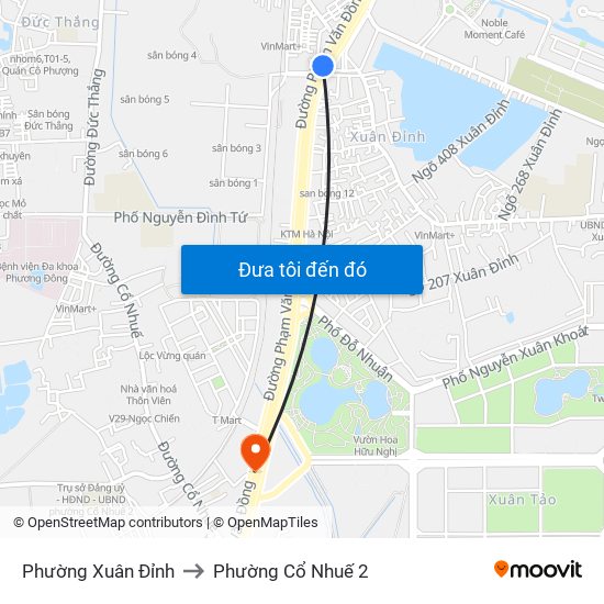 Phường Xuân Đỉnh to Phường Cổ Nhuế 2 map