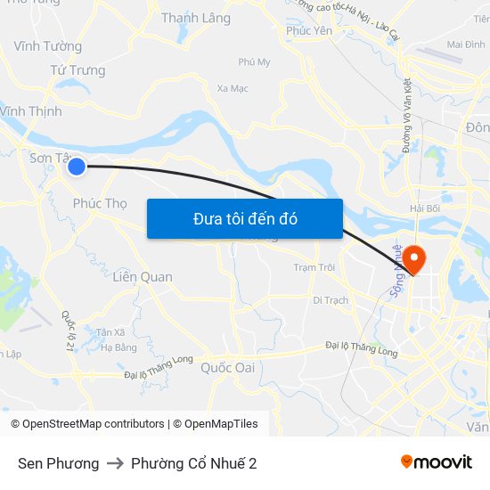 Sen Phương to Phường Cổ Nhuế 2 map