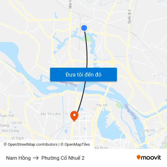 Nam Hồng to Phường Cổ Nhuế 2 map