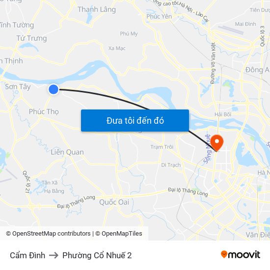 Cẩm Đình to Phường Cổ Nhuế 2 map