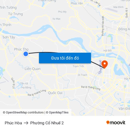 Phúc Hòa to Phường Cổ Nhuế 2 map