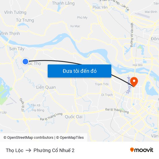 Thọ Lộc to Phường Cổ Nhuế 2 map