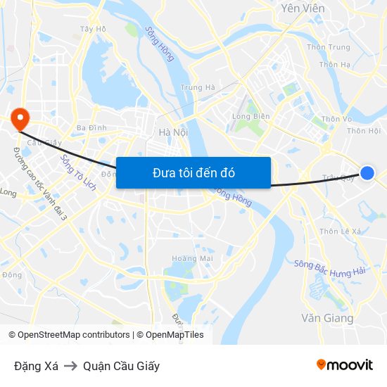 Đặng Xá to Quận Cầu Giấy map