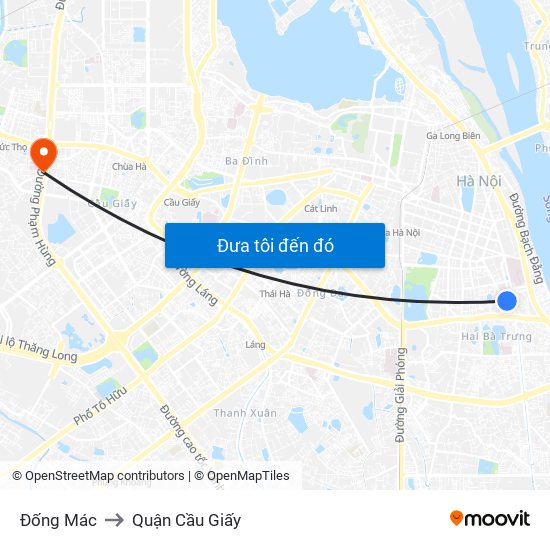 Đống Mác to Quận Cầu Giấy map