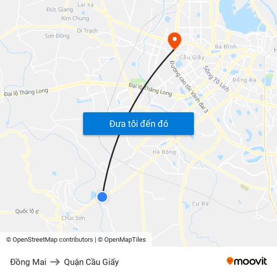 Đồng Mai to Quận Cầu Giấy map