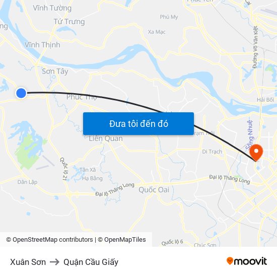 Xuân Sơn to Quận Cầu Giấy map