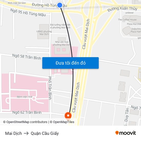 Mai Dịch to Quận Cầu Giấy map