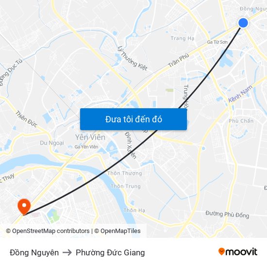 Đồng Nguyên to Phường Đức Giang map