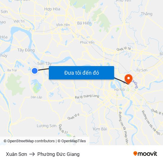 Xuân Sơn to Phường Đức Giang map