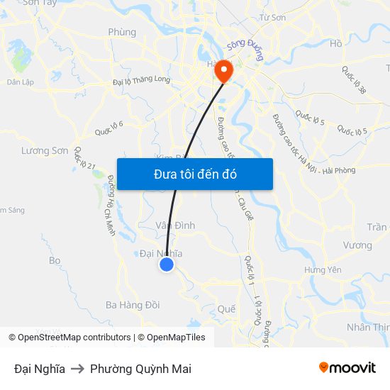 Đại Nghĩa to Phường Quỳnh Mai map