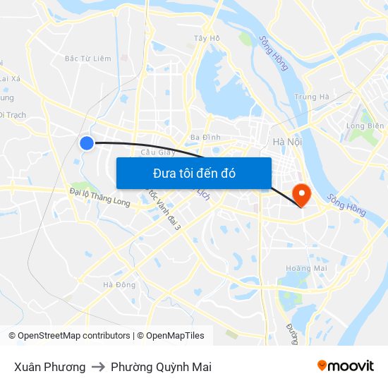 Xuân Phương to Phường Quỳnh Mai map