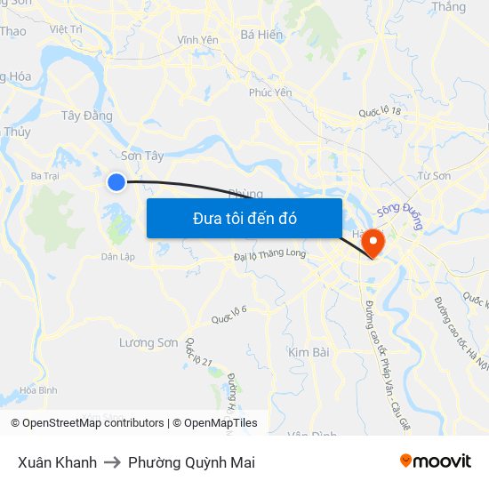 Xuân Khanh to Phường Quỳnh Mai map