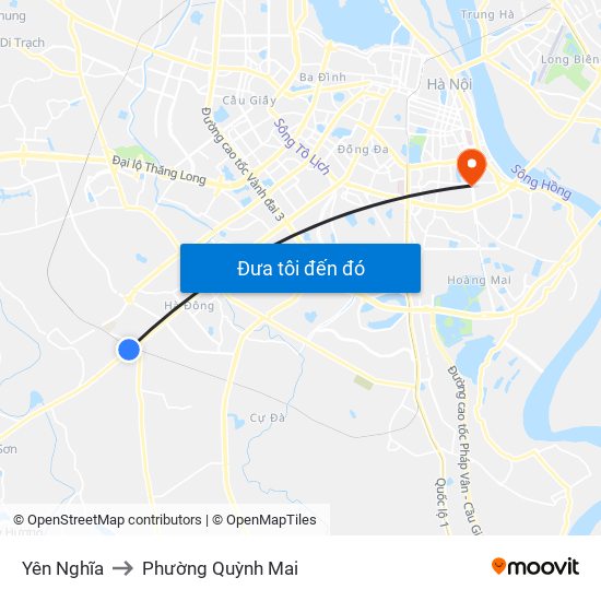 Yên Nghĩa to Phường Quỳnh Mai map