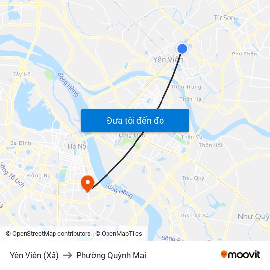 Yên Viên (Xã) to Phường Quỳnh Mai map