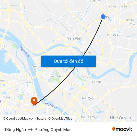 Đông Ngàn to Phường Quỳnh Mai map