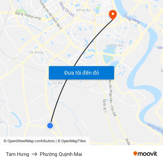 Tam Hưng to Phường Quỳnh Mai map