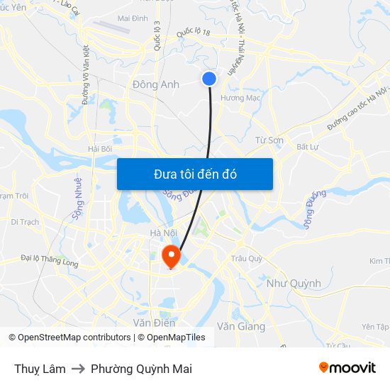 Thuỵ Lâm to Phường Quỳnh Mai map