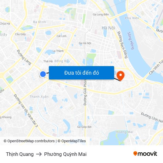 Thịnh Quang to Phường Quỳnh Mai map