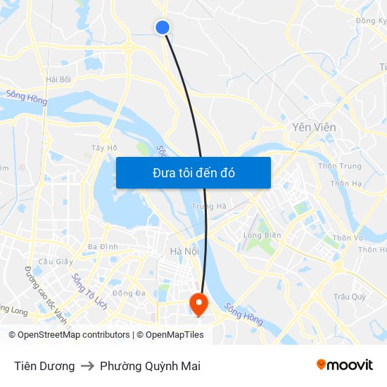 Tiên Dương to Phường Quỳnh Mai map