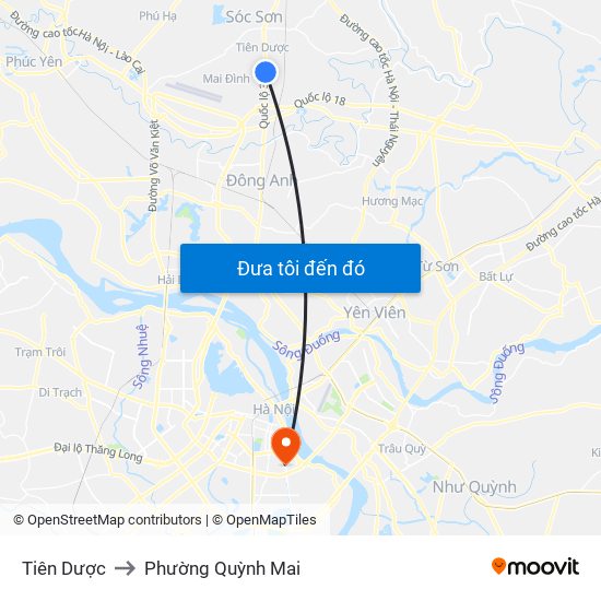 Tiên Dược to Phường Quỳnh Mai map