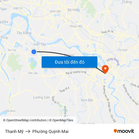 Thanh Mỹ to Phường Quỳnh Mai map