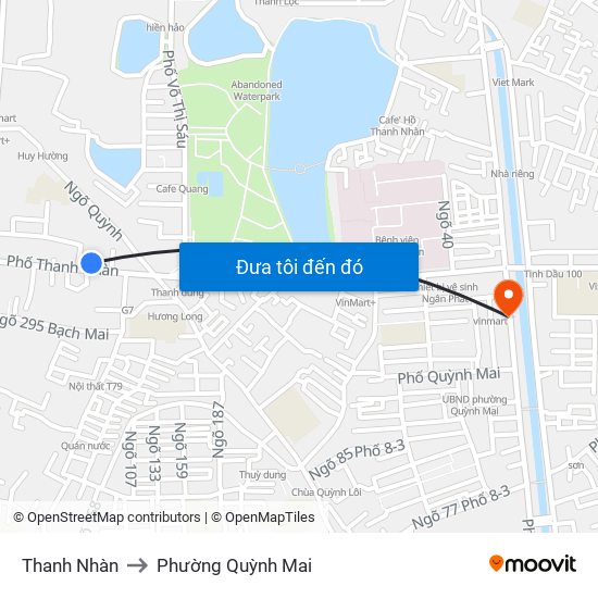 Thanh Nhàn to Phường Quỳnh Mai map