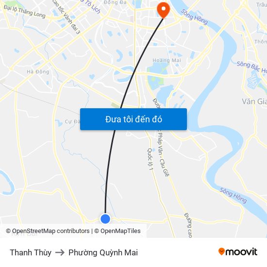 Thanh Thùy to Phường Quỳnh Mai map