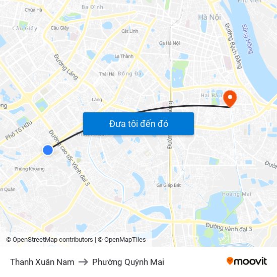 Thanh Xuân Nam to Phường Quỳnh Mai map