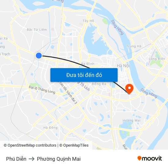 Phú Diễn to Phường Quỳnh Mai map