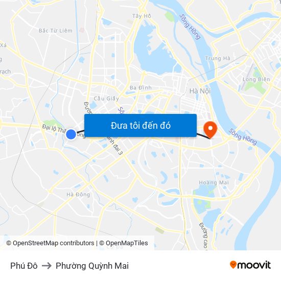 Phú Đô to Phường Quỳnh Mai map