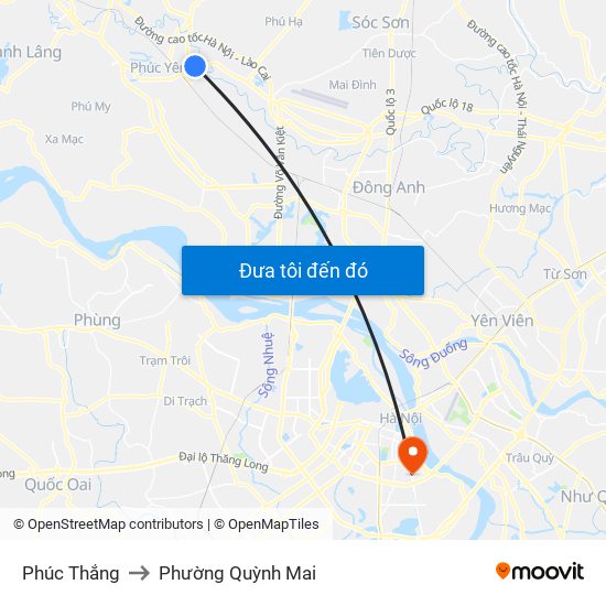 Phúc Thắng to Phường Quỳnh Mai map