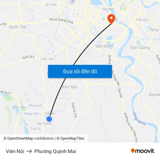 Viên Nội to Phường Quỳnh Mai map