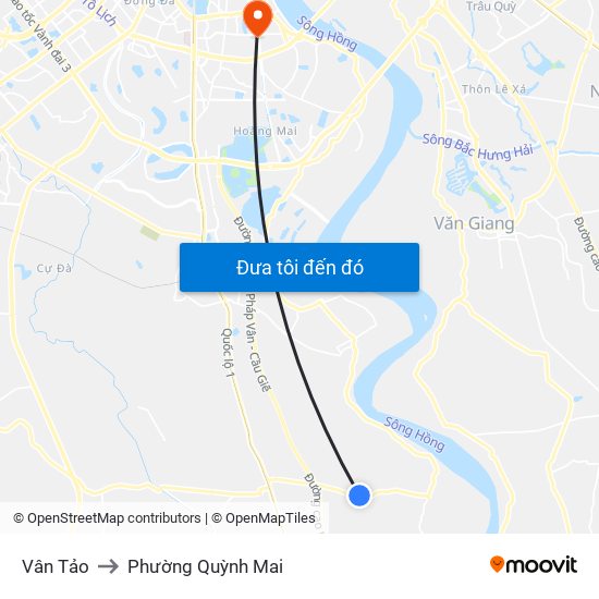 Vân Tảo to Phường Quỳnh Mai map