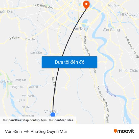 Vân Đình to Phường Quỳnh Mai map