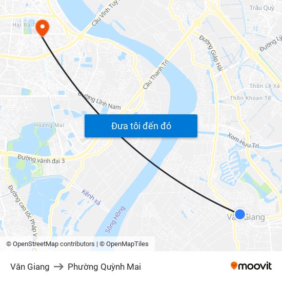 Văn Giang to Phường Quỳnh Mai map