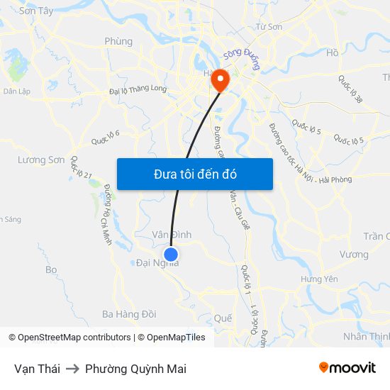 Vạn Thái to Phường Quỳnh Mai map